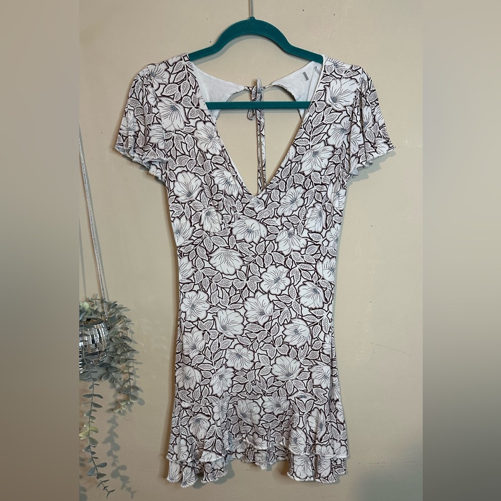 Small Floral V-Neck Dress with Tie Back
